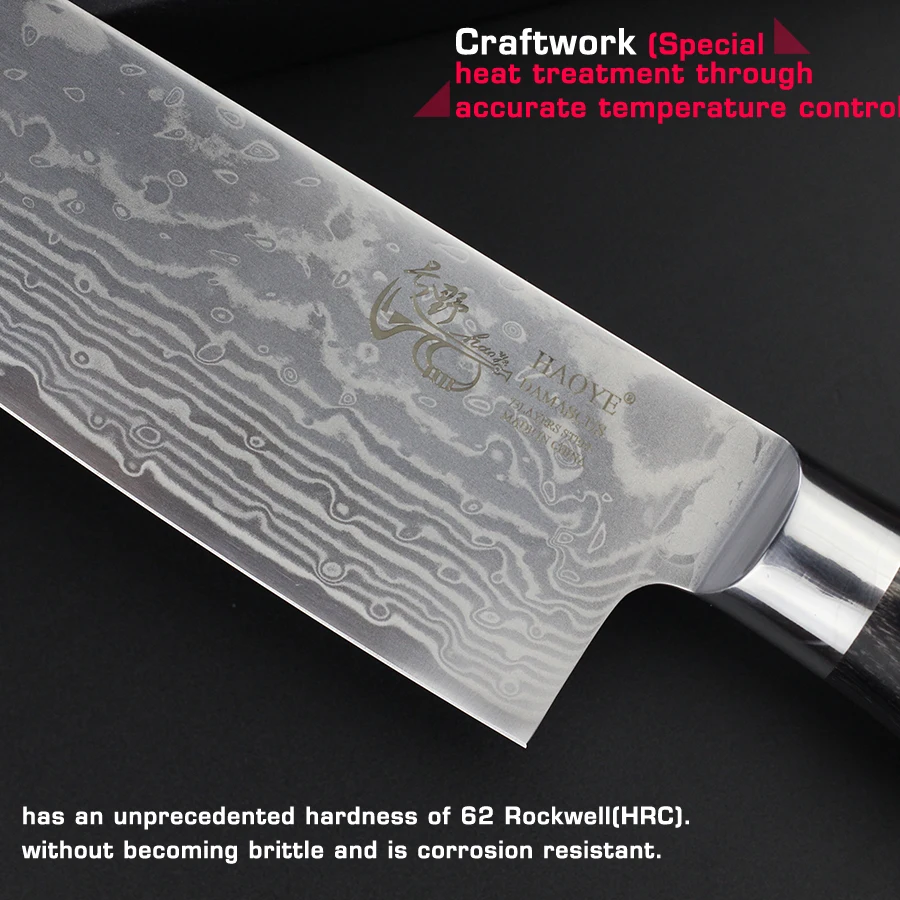 HAOYE, 2 шт, набор кухонных ножей в дамасском стиле, нож santoku, инструмент для приготовления рыбы, мяса, мясорубки, цветная деревянная ручка, модный подарок, новинка