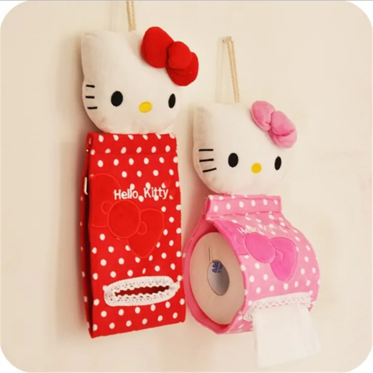 

Toilet Paper office/car/restaurant Hanging paper towel tube Cute kitty Bathroom Cover Roll Box Plush Cloth Tissue Box Holder