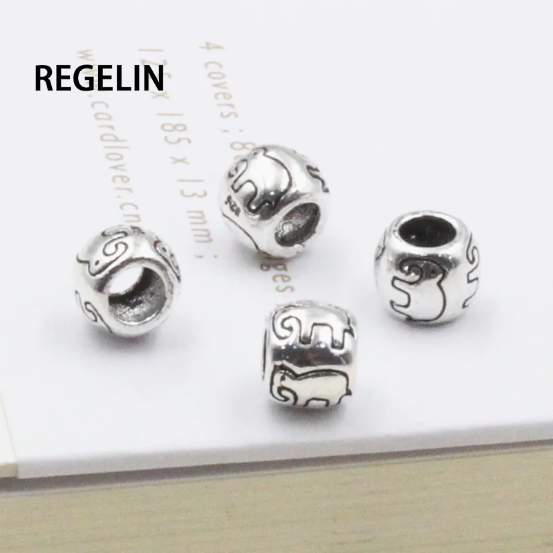 REGELIN 6/8/10 мм серебро 925 пробы Круглый рисунок слона искусственные бусины 1 шт.
