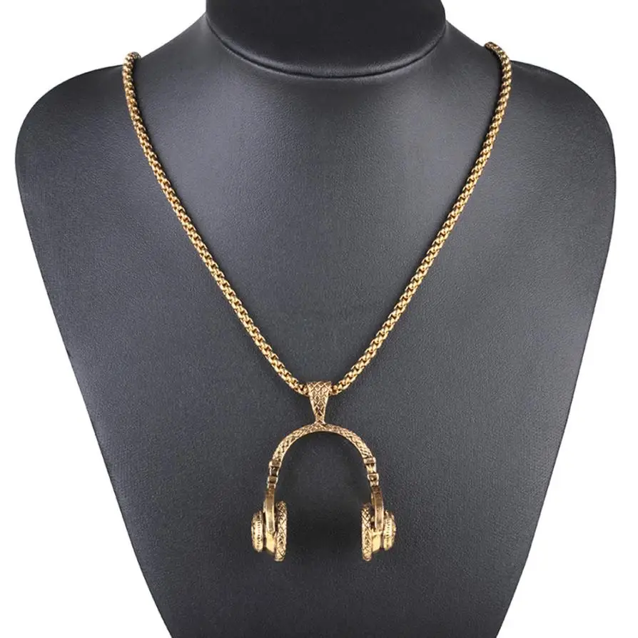 OTOKY Necklace Mens Hip Hop Punk Style Microphone Earphone Pendant