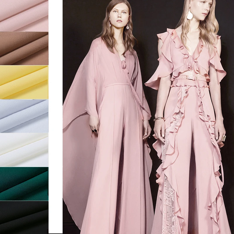 

150CM Wide Solid Color Polyester Fabric for Summer Shirt Clothes Pants 8Colors Available E435