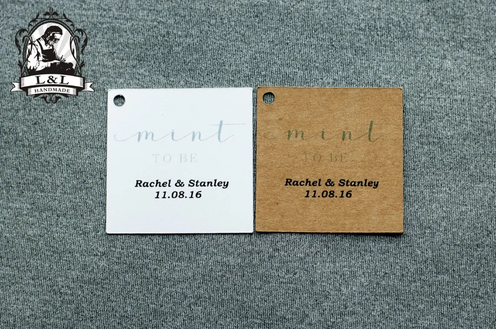 

#41 200 pcs 5x5cm square kraft/white paper label wedding favor tags attend a wedding Label customization