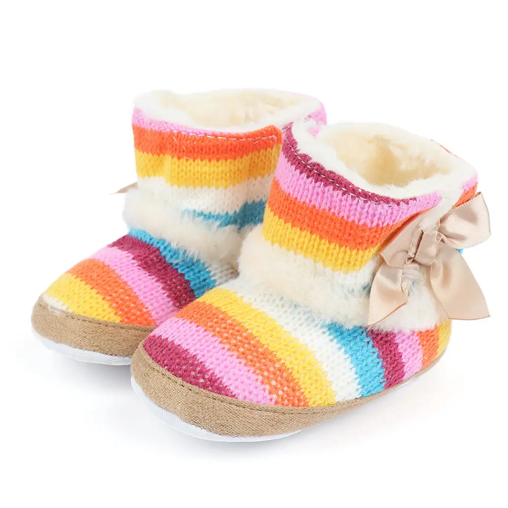 Newborn Baby Rainbow Wool Infant Cotton Padded Shoes Boots