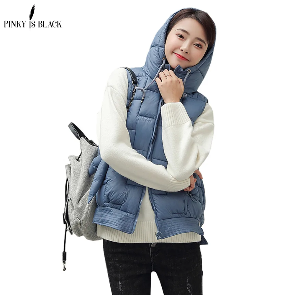 

PinkyIsBlack 2019 Winter Vest Women Short Vest Casual Slim Thick Warm Autumn Hooded Sleeveless Waistcoat Winter Vest Female