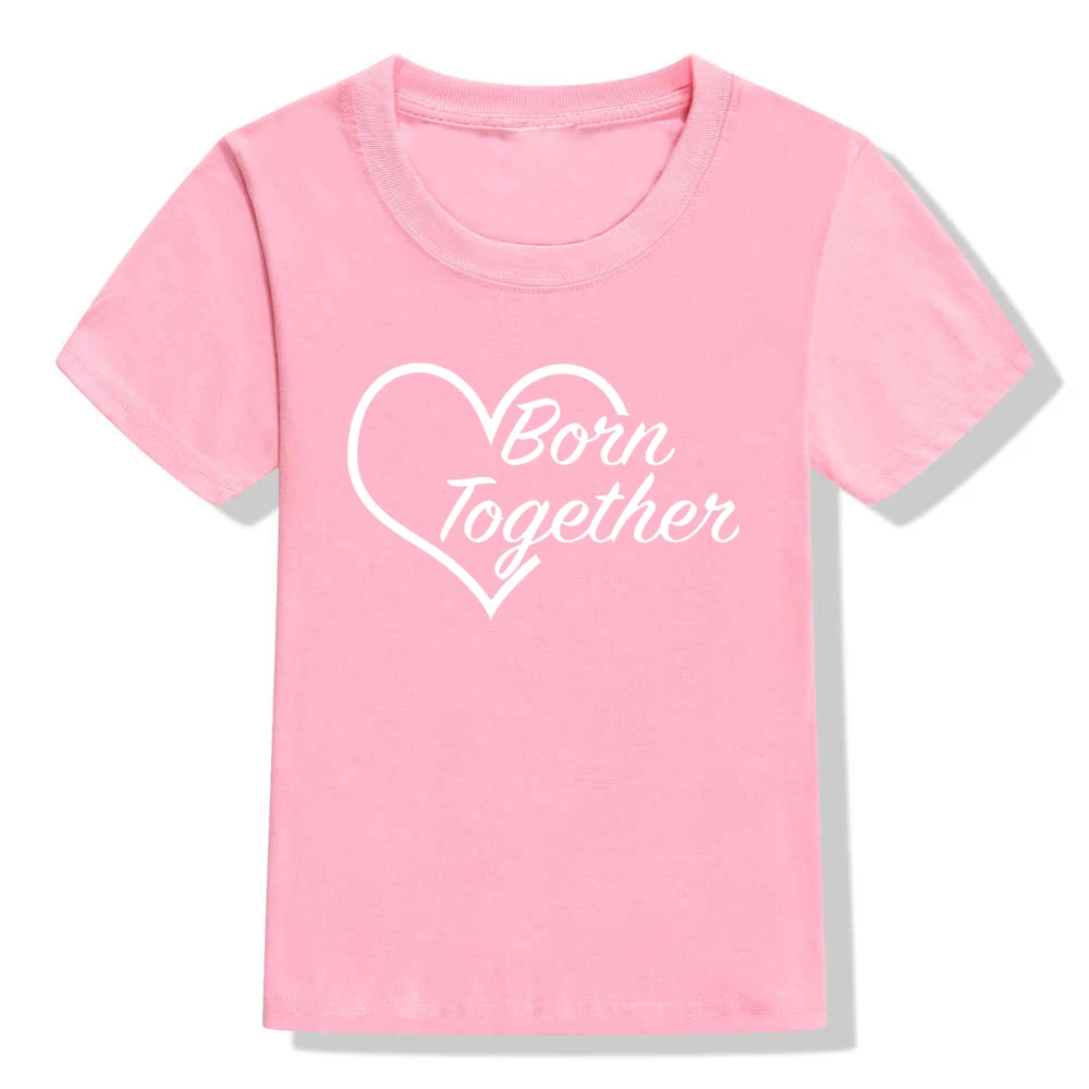 Футболка «Born Together& Friends Forever» для мальчиков и сестер; футболка с короткими рукавами для малышей; детская футболка; летняя одежда для близнецов - Цвет: 47Q7-KSTPK-