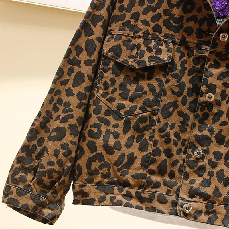 Весенняя винтажная леопардовая джинсовая куртка, пальто, женская однобортная джинсовая куртка с рукавом «летучая мышь», женские куртки Harajuku, верхняя одежда