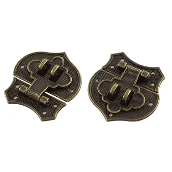 

2pcs 41x40mm Vintage Style Heart Shape Box Staple Hasp Catch Latch Bronze
