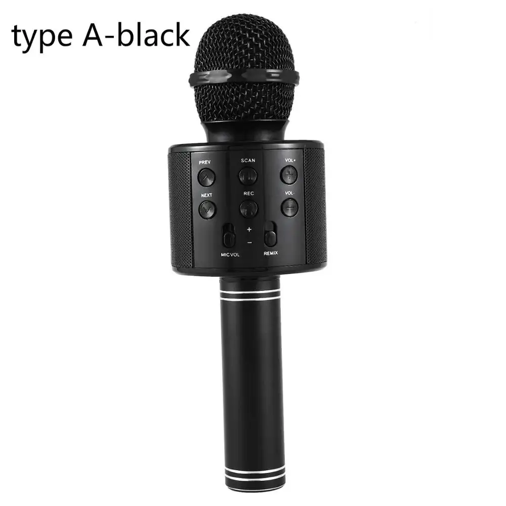 Профессиональный Bluetooth беспроводной микрофон караоке микрофон динамик ручной музыкальный плеер микрофон для вокала, с рекордером KTV микрофон - Цвет: A-black