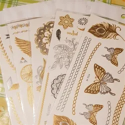 5pcs Feather Jewelry Art Removable Metallic Silver Products Body Tattoos Temporary Leaf Flower Stickers Random Gold Color Tattoo 5pcs Feather Jewelry Art Removable Metallic Silver Products Body Tattoos Temporary Leaf Flower Stickers Random Gold Color Tattoo