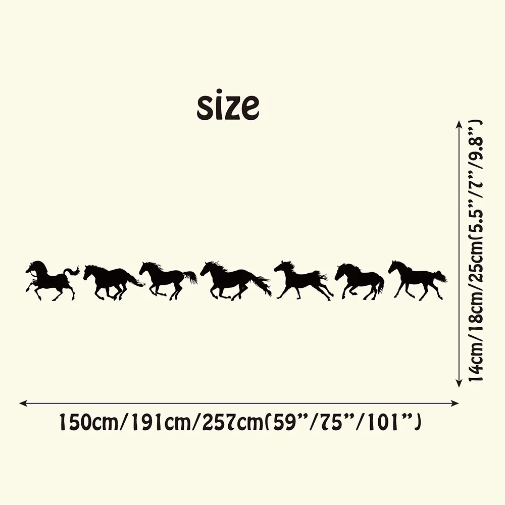 Running Horses Large Animal Wall Sticker Baby Nursery Kids Room Set of 7 Horse Animal Wall Decal Bedroom Living Room Vinyl Decor (3)