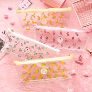 

Cute Fruit Transparent Pencil Cases for girls Strawberry Banana PVC Stationery pouch Storage Bag School Office Supply Escolar