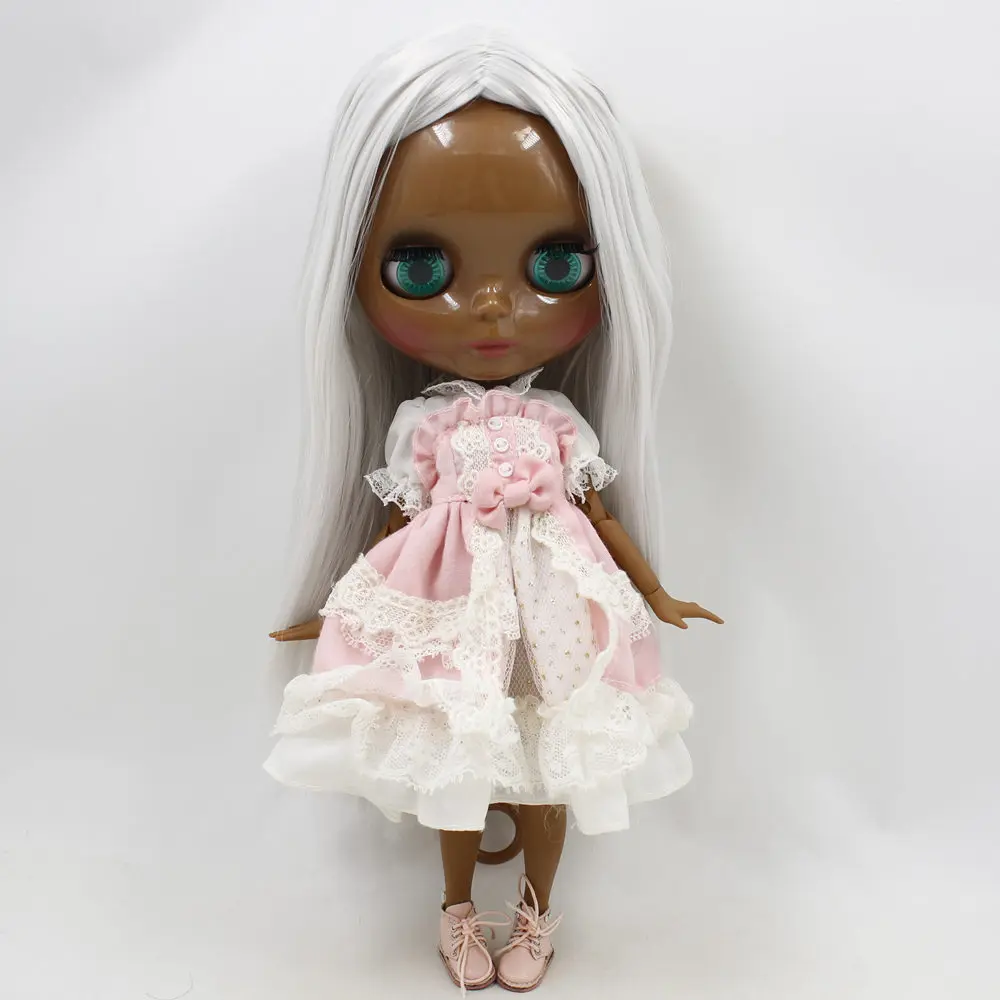 Кукла Blyth ICY DBS № BL1003 серые волосы суставы тела супер черная кожа 1/6 шарнирная