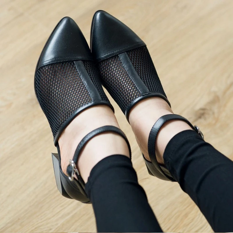 TAOFFEN/Новинка; Брендовая женская обувь черного цвета из натуральной кожи; Модные женские босоножки из натуральной коровьей кожи; черная обувь для вечеринок; размеры 34-40