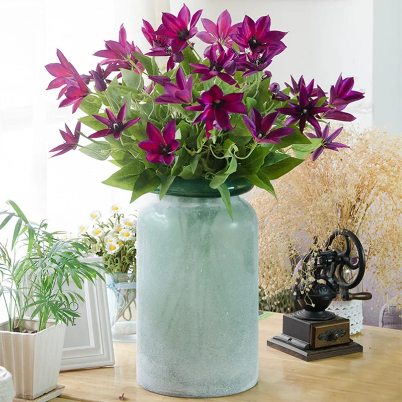 Flone Artificial Trident Iron lotus Flower Simulation Silk Floral Fake Flowers Single Branch For Wedding Home Table Decor Art (2)