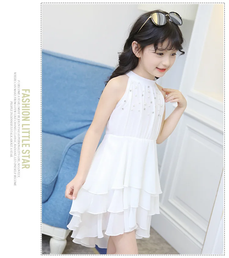 chiffon children clothing girls summer 2017 beading girl princess dresses layered child dress white pink red girls dress 4 5 6 7 8 9 10 11 12 13 14  years old little big teenage girls summer dress kids girls party dress  (13)