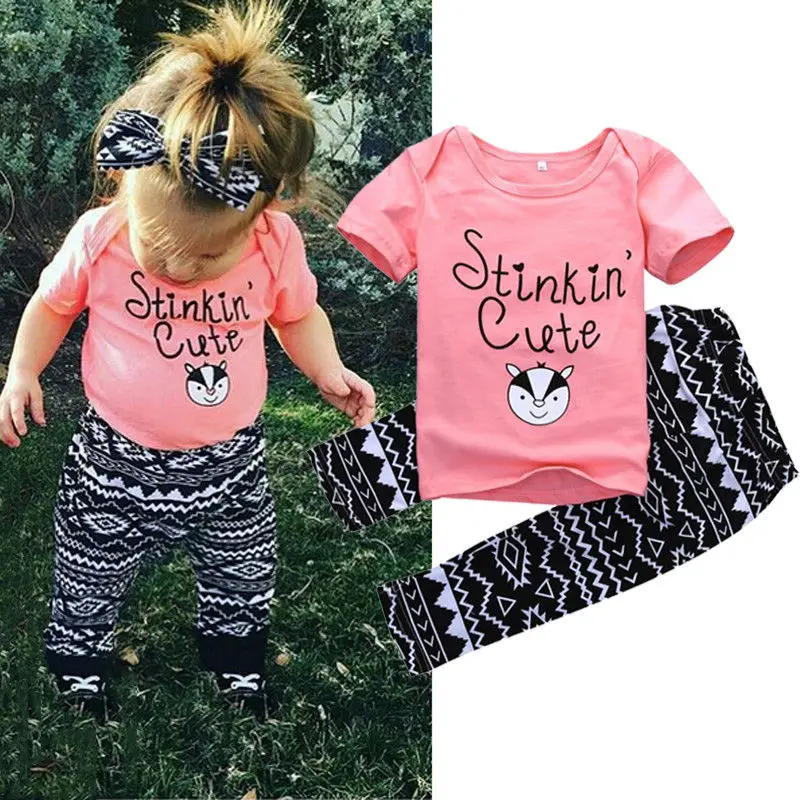 2pcs Newborn Infant Baby Kids Girls T shirt Tops+Long Pants Outfits
