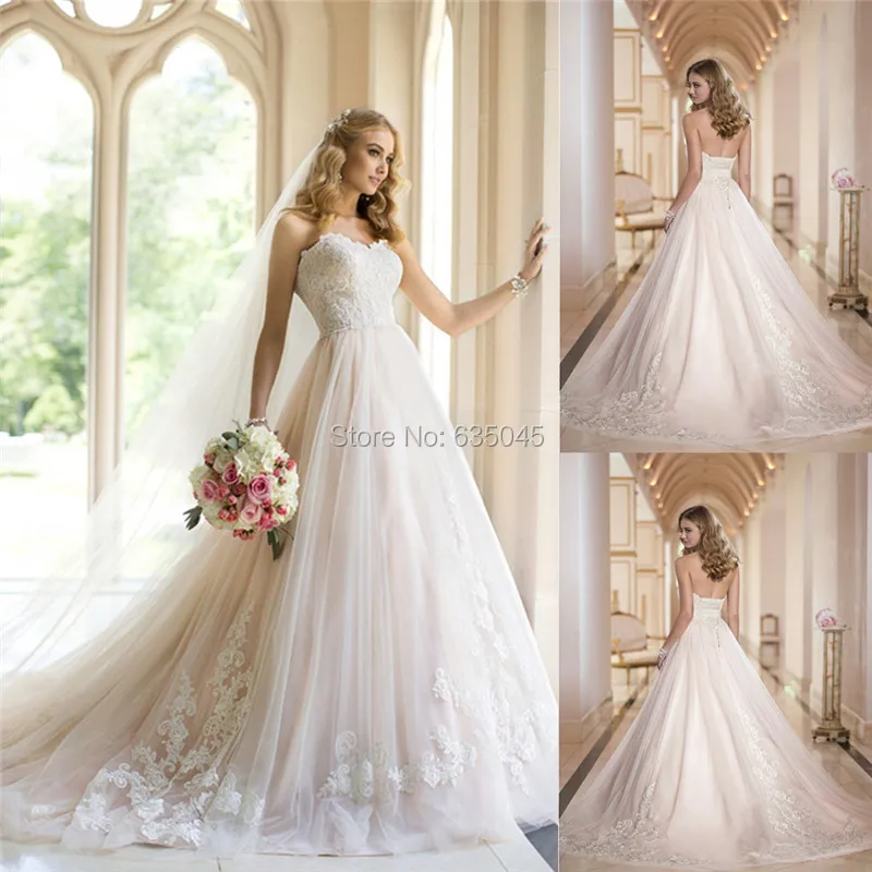 Vestido De Noiva 2016 New Custom Made White/Ivory Appliques A-Line Wedding Dress Robe Mariage Bridal Dresses Gown | Свадьбы и