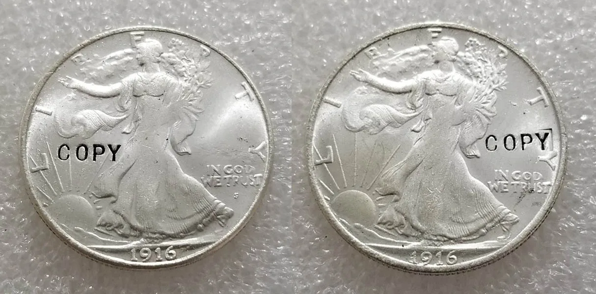 

COPY REPLICA Walking Liberty Half Dollar UNC Two Face Coin COPY
