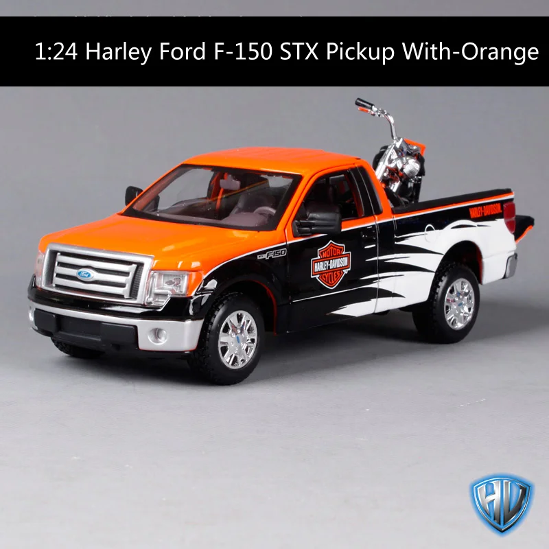 Maisto 1:27 FORD F-150 STX пикап с 2000 FLSTF FAT BOY Мотоцикл Велосипед литой модельный автомобиль игрушка в коробке - Цвет: 32173