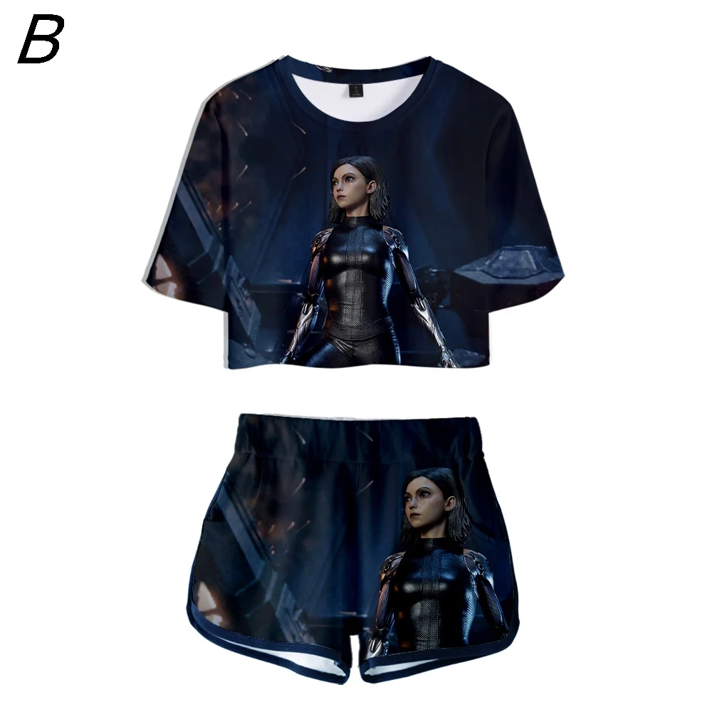 Alita Battle Angel Hot Anime Cool Midriff t-шорты сексуальный клубный костюм Vrouwen Лето отличное