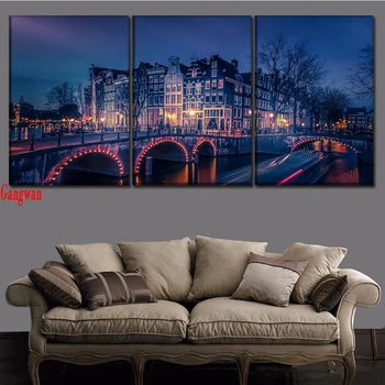 

Night Landscape World Canal landscape diamond mosaic full rhinestone embroidery beads 3 pcs diamond painting cross stitch decor