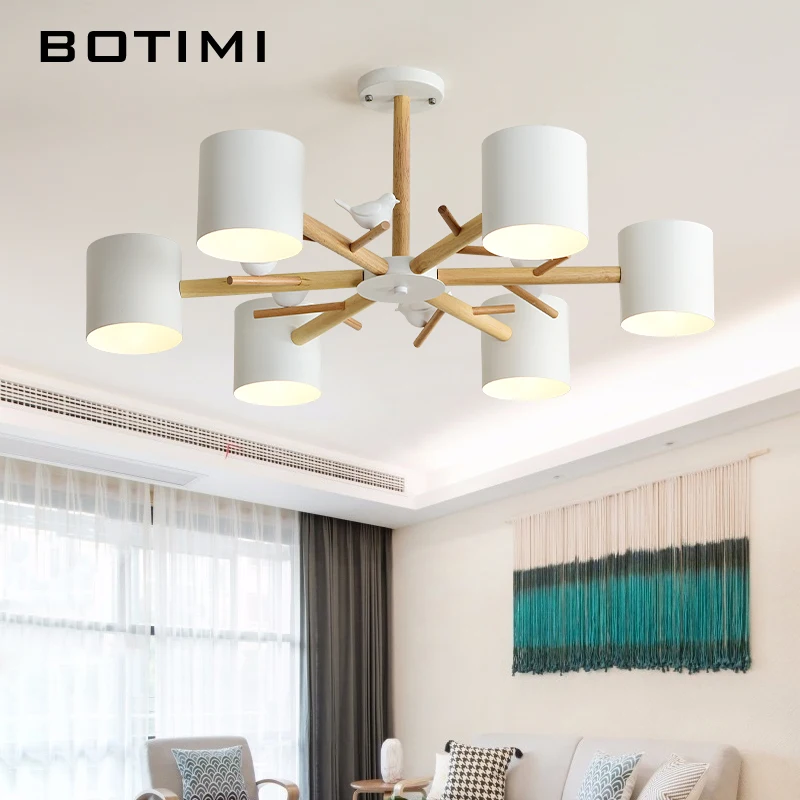Скандинавская люстра с птицами BOTIMI 220 В металлический абажур для гостиной