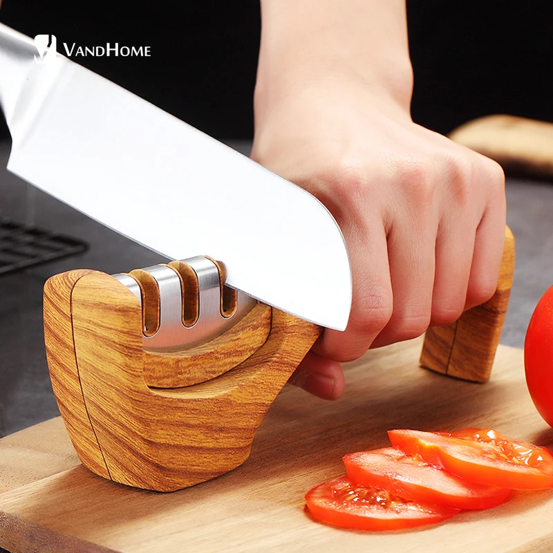 

VandHome Professional Knife Sharpener 3 Stages Ceramic Diamond Tungsten Steel Kitchen Sharpening Non-Slip Kitchen Sharpener Tool