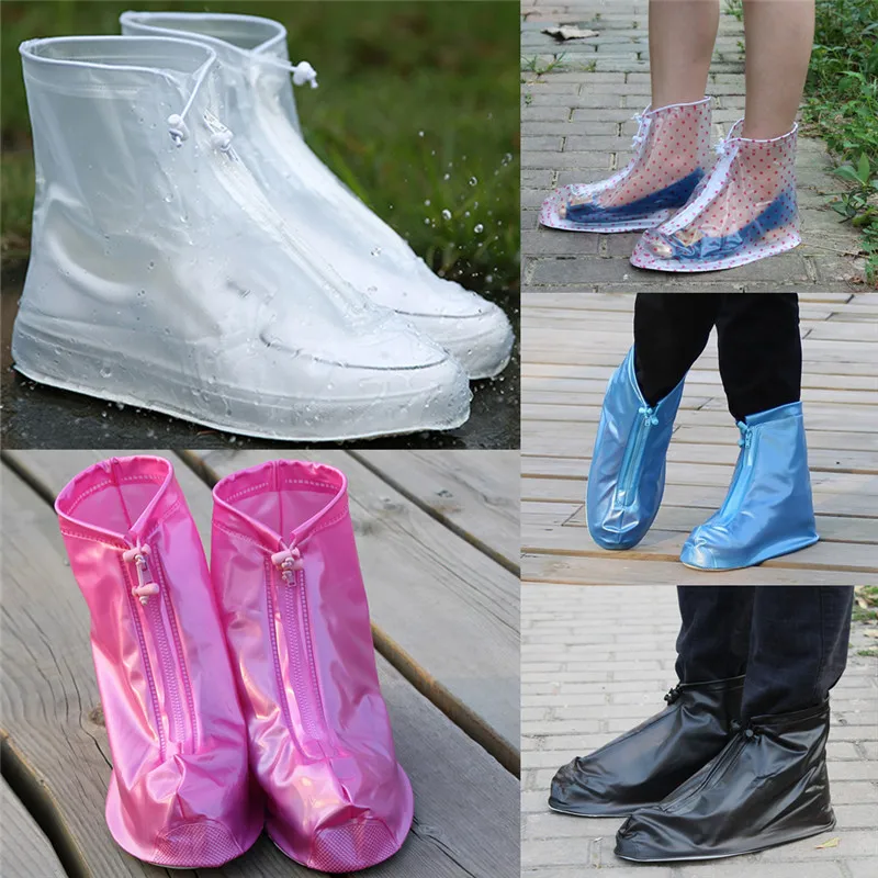 1Pair Adult Children Thicken Waterproof Boots Cycle Rain Printing Flat Slip-resistant Overshoes Reusable Rain Shoes Cover