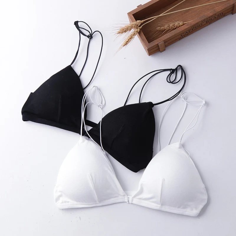 

Black/White Women Bra Sexy Padded Bras Thin Small Cup Wire Free Bra Lingerie Underwear