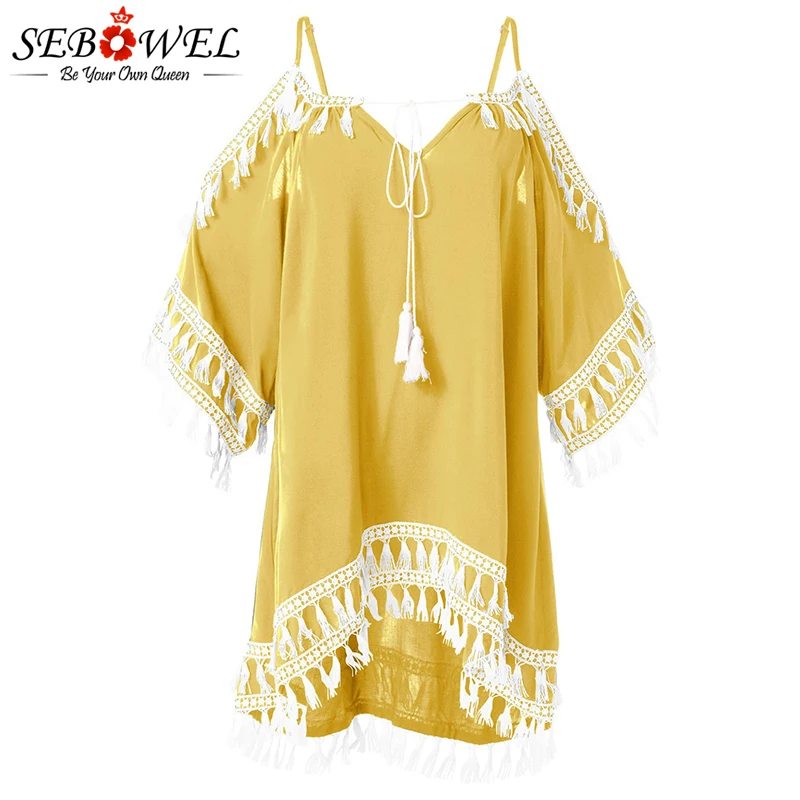 Yellow-Boho-Tassel-Tunic-Cover-up-LC420080-7-3