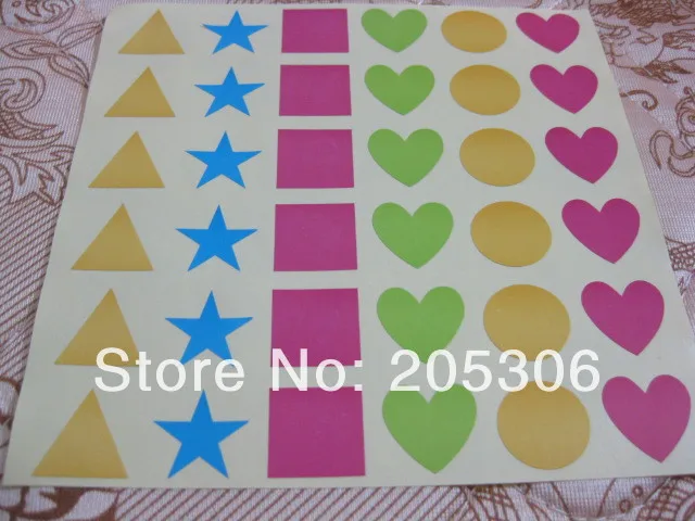 

50sheets/lot Colorful shapes, triangle, pentagon, square, heart, circle paper label sticker, Item No.OF07