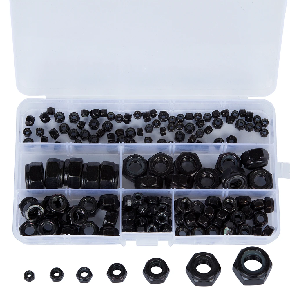 165pcs Zinc Nylon Screw Nut Hardware Fasteners Screw Hex Lock Nuts with
