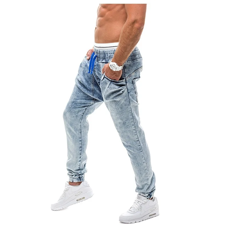 Новинка весны, мужские эластичные хлопковые Стрейчевые джинсы, свободные джинсовые брюки, мужские брендовые модные штаны для отдыха