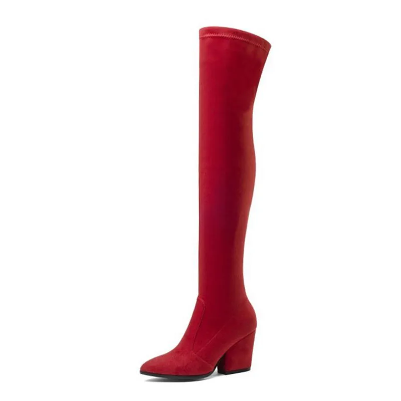 Taoffen/Новое поступление года; женские ботфорты; 9 цветов; офисная мягкая обувь; женские зимние теплые ботинки на меху; обувь; размеры 34-43 - Цвет: Красный