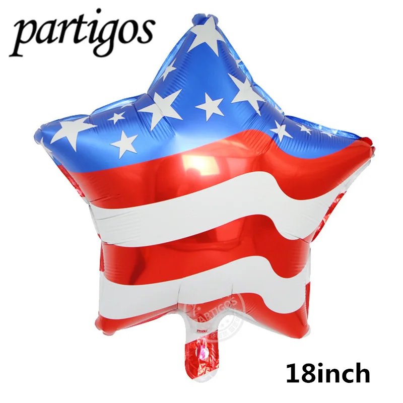 Специальные товары для украшения Дня независимости вечерние товары США фольгированные воздушные шары в виде звезд и полос Капитан Америка Globos - Цвет: 5pcs 18inch