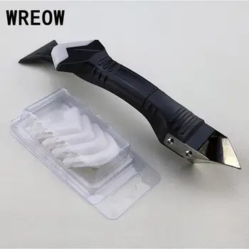 

1Set Silicone Trowel Scraper Caulk Remover Finisher Tile Cleaner Remover Tool With 5pcs Exchangeable Pad F5