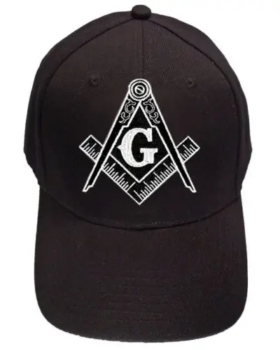 

Freemason's Baseball Cap - Black Hat with Black & White Standard Masonic Symbol