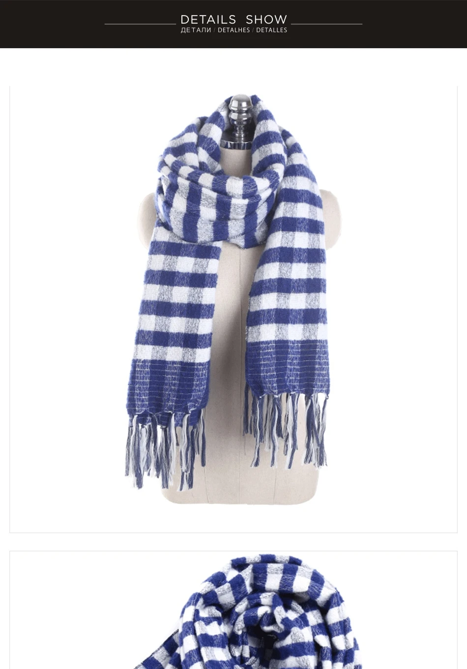Waliicorners Scarves Women'S Scarf Winter Warm Capes Headband Plaid Quality Pashmina For Dress Scarfs 11 3_01