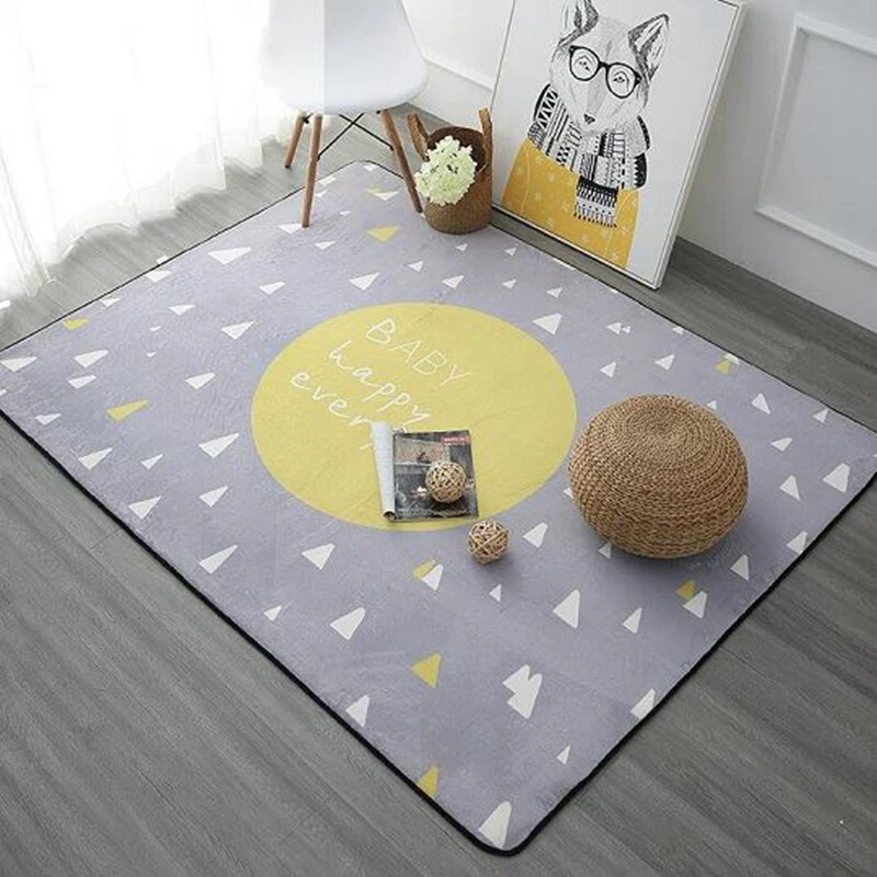 

Nordic Pink Yellow Blue Printed Carpet Rugs Anti-Slip Floor Mat Soft Baby Playing Carpets For Living Room Indoor Bedroom Rug