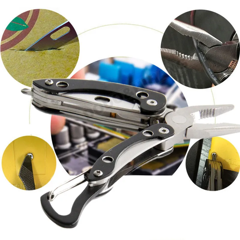 Mini Folding Plier Portable EDC Emergency Outdoor Hand Tools Screwdriver Knife Pliers Saw Survival Keychain Multifunction DAH021