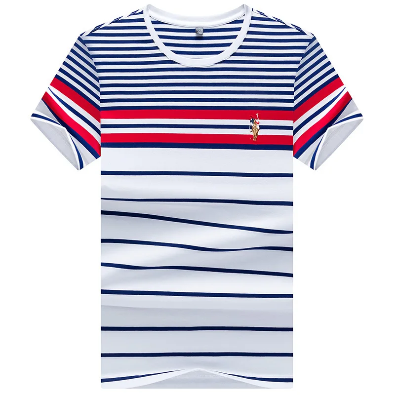 

Hommes Dete de Casual Pur Coton Raye Polo Chemises Hommes De Mode A Manches Courtes Business Casual Elastique Doux Polo Chemise