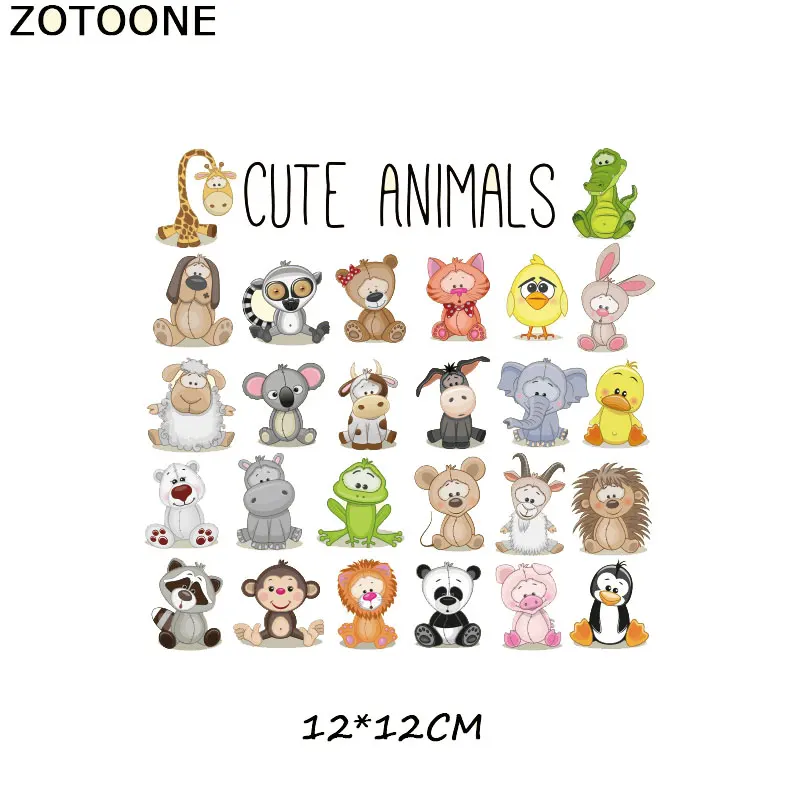 ZOTOONE Cute Various Cartoon Animal DIY Patches Iron on Transfers Children Clothes Bag Flower Decoration Washable Heat Transfer