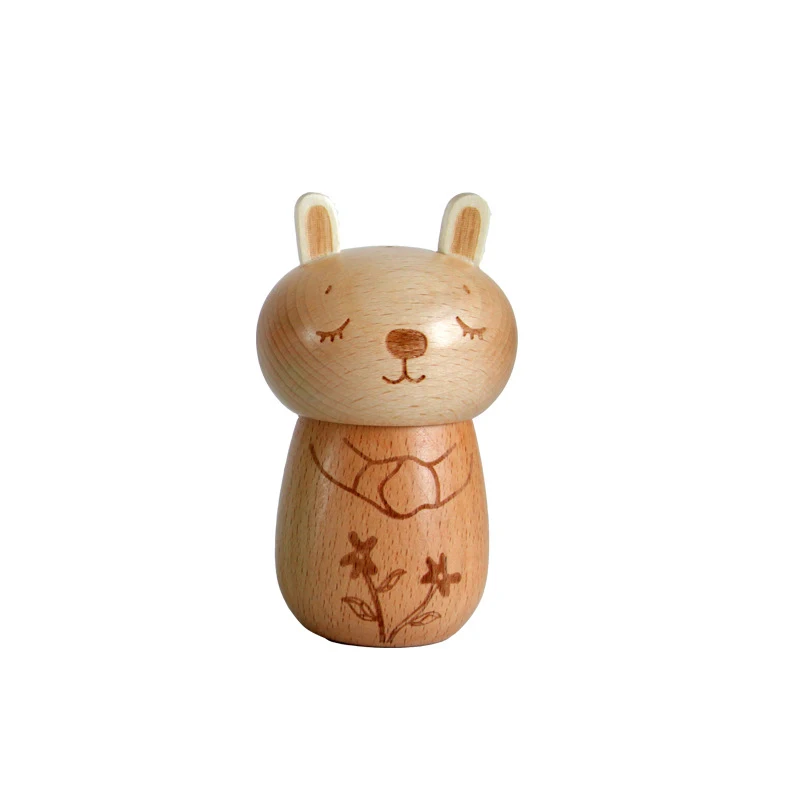 

Creative Rabbit Model Toothpick Holders Wooden Storage Tank Ornaments Dustproof Desktop Toothpick Box Cartoon Cat Swab Clips Box