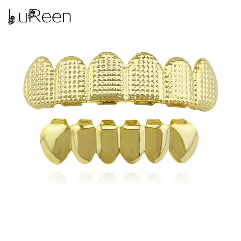 Lureen в стиле хип-хоп золотые зубы Grillz Верхняя и нижняя форма решетки грили стоматологические Косплей зубы шапки зуб гриль рот ювелирные изделия Вечерние