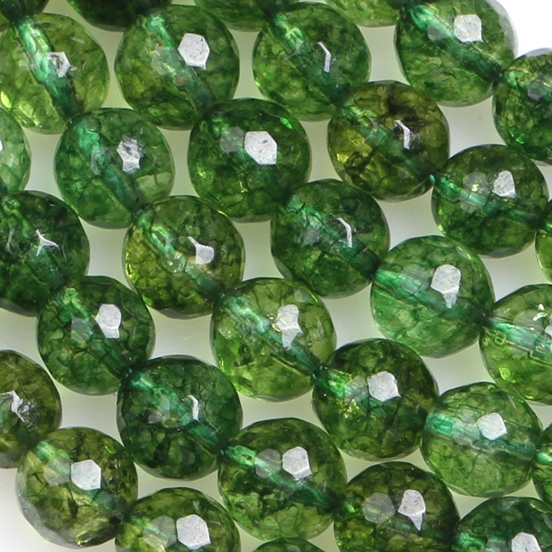 Gem-inside 6-8 мм Круглые граненые Зеленые Бусины перидота для изготовления ювелирных изделий Ожерелье Браслеты для женщин подарок 15 дюймов DIY бусины