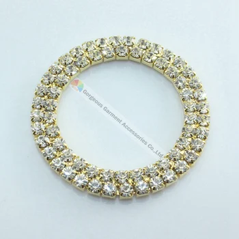 

20pcs/lot 50mm Round clear Crystal Rhinestone Buckle RING SS16 4mm Stones in Gold Sliver Set For DIY horse browband Garment