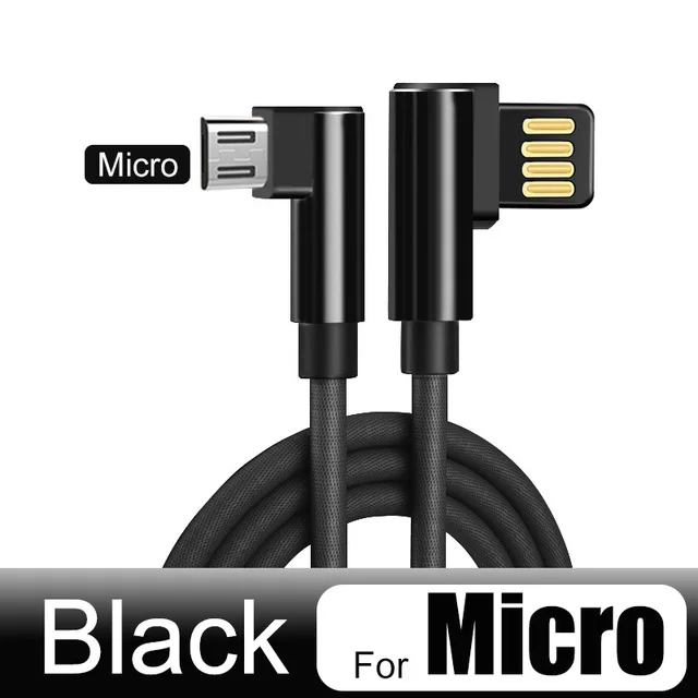 Кабель Micro USB 0,5 м 1 м 1,5 м 2 м 90 градусов для Xiaomi Redmi Note 5 4 Pro 6 6A 5A кабель Microusb Быстрая зарядка Micro USB кабель 2A - Цвет: Black