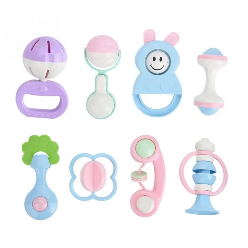 Baby Rattles Toys 8Pcs/Set Hand Shake Bell Teether Newborns Music