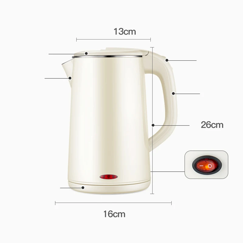 1.8L 220V Anti-scalding Auto Power Off Thermal Electric Kettle Flask Stainless Steel Teapot Large Heater Insulation Pot Portable