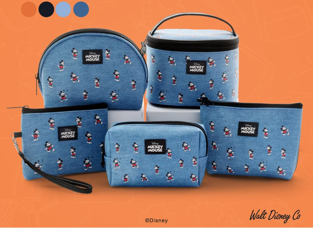 Disney Подлинная Модная Портативная Дамская многофункциональная сумка для хранения, косметичка, синий кошелек с Микки Маусом